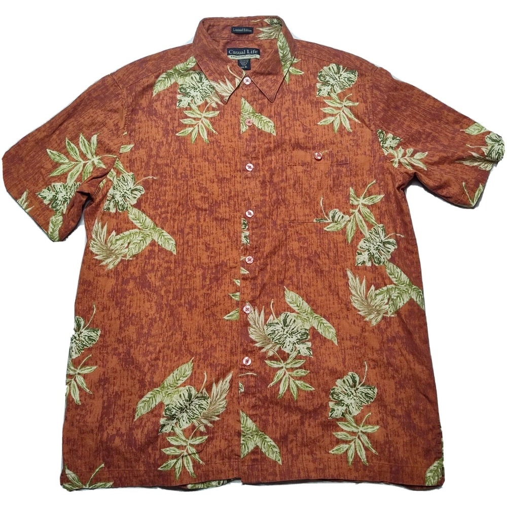 VTG‎ CASUAL LIFE By WEEKENDER Men XL Orange Limited Edition Hawaiian Shirt